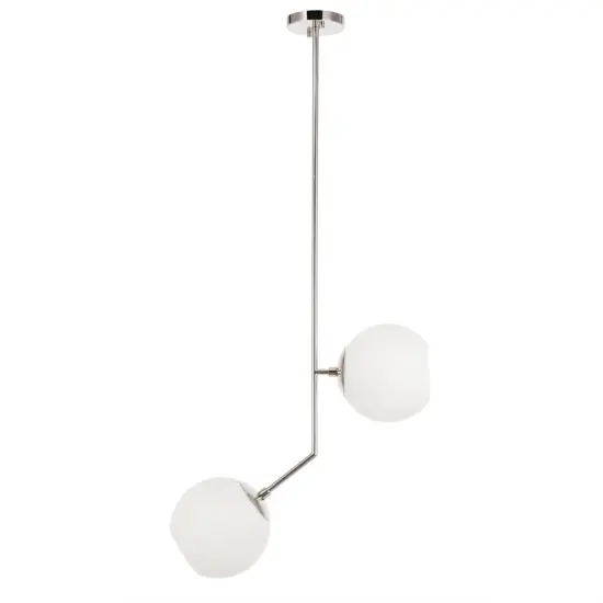 Ryland 2 light Chrome and Frosted White glass pendant {3}