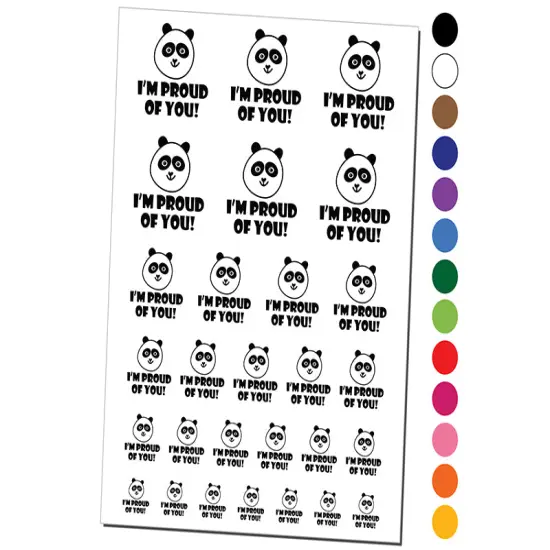 I'm Proud of You Happy Panda Teacher Motivation Temporary Tattoo Water Resistant Fake Body Art Set Collection Orange {1}