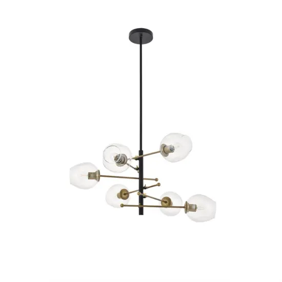 Paragon 6 light Matte Black and Brass Pendant {3}