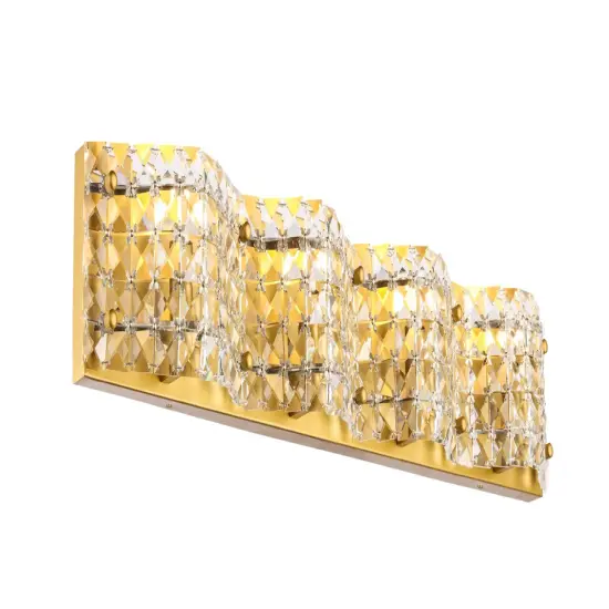 Ollie 4 light Brass and Clear Crystals wall sconce {6}
