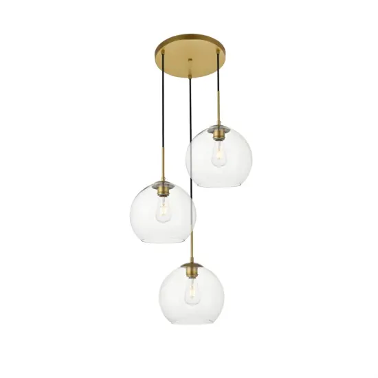 Baxter 3 Lights Brass Pendant With Clear Glass {1}