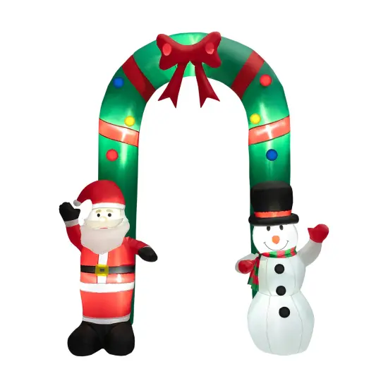 8 Feet Christmas Inflatable Archway with Santa Claus and Snowman {1}