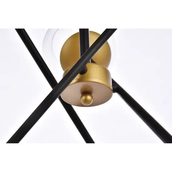 Axl 24 inch pendant in black and brass with clear shade {4}
