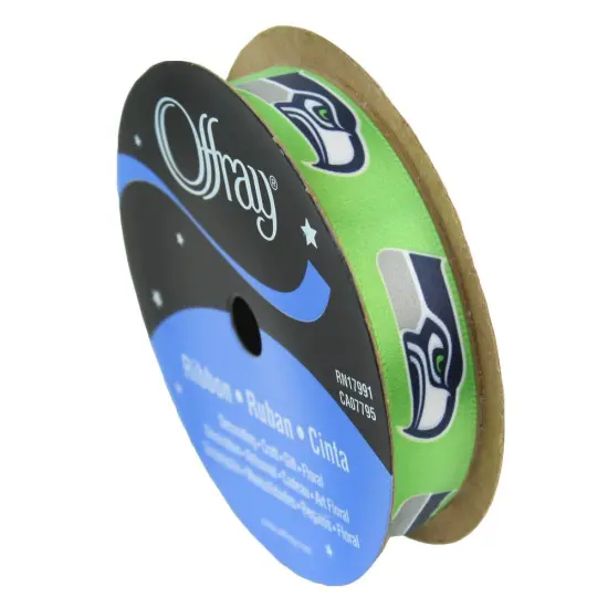 Seahawks Printed Ribbon 5/8-inch Width, 9 Foot Spool {1}