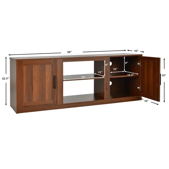 58 Inch TV Stand with 1500W Faux Fireplace for TVs up to 65 Inch Brown {4}