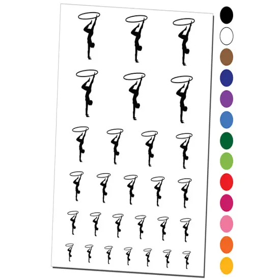 Circus Carnival Acrobat Hoop Ring Handstand Temporary Tattoo Water Resistant Fake Body Art Set Collection Purple {1}