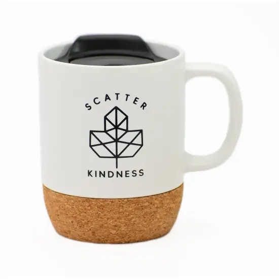 Dexsa Scatter Kindness Designer Cork Bottom Mug with Lid - 14 oz {1}