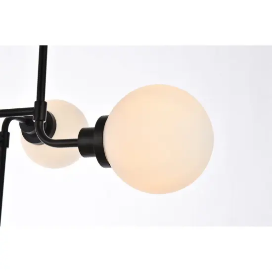 Hanson 8 lights pendant in black with frosted shade {5}