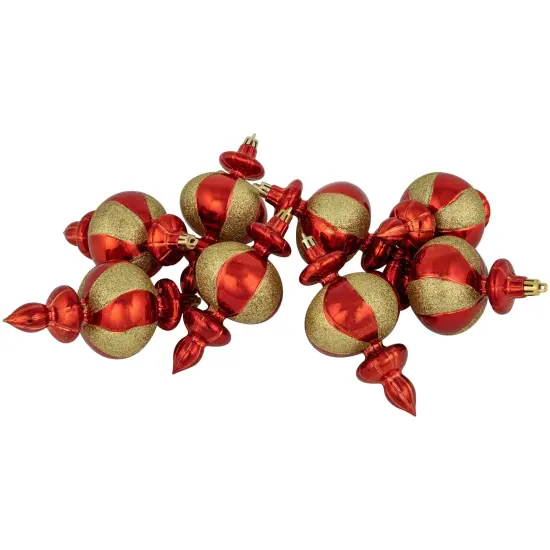 Northlight 8ct Red and Gold Shatterproof Finial Christmas Ornaments, 6" {1}