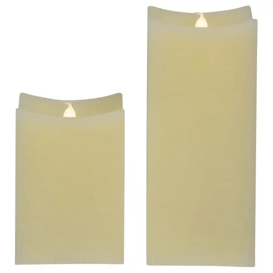 Northlight LED Flickering Flameless Wax Rectangular Candles - 8" - Cream - Set of 2 Ivory {1}