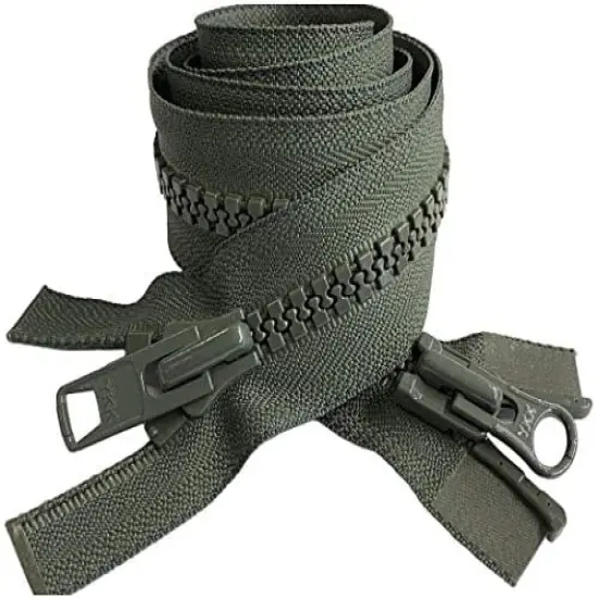 #10 Vislon Molded Separating Two-Way YKK Heavy Duty Jacket Zipper - Choose Your Length & Color - 1 Zipper Per Pack - Made in The United States (Olive Green - 567, 36" Inches) {1}