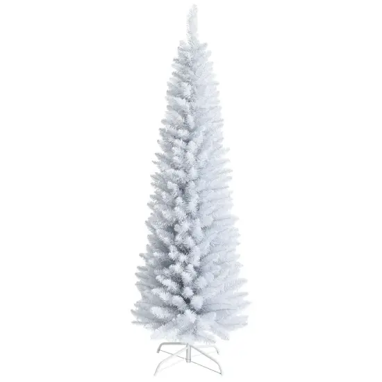 6 Feet Unlit Artificial Slim Pencil Christmas Tree with Metal Stand {1}