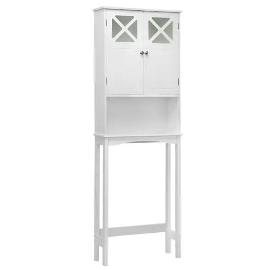 2-door Over The Toilet Bathroom Storage Cabinet with Adjustable Shelf {2}