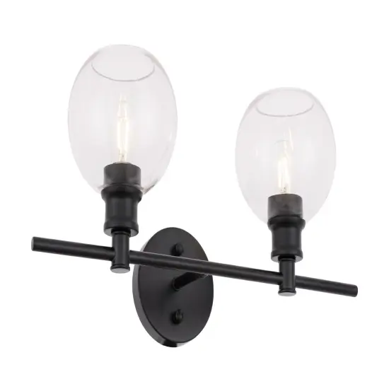 Collier 2 light Black and Clear glass Wall sconce {6}