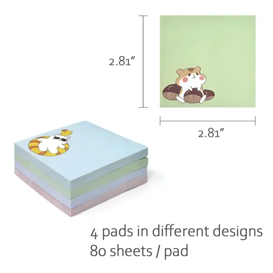 Wrapables Funny Chipmunks Sticky Notes, Adhesive Memo Notepads for Home, Office, Work (Set of 4) {2}