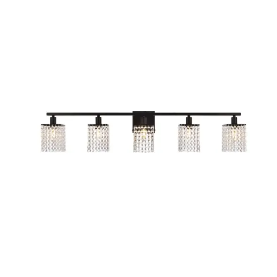 Phineas 5 lights bath sconce in black with clear crystals {1}