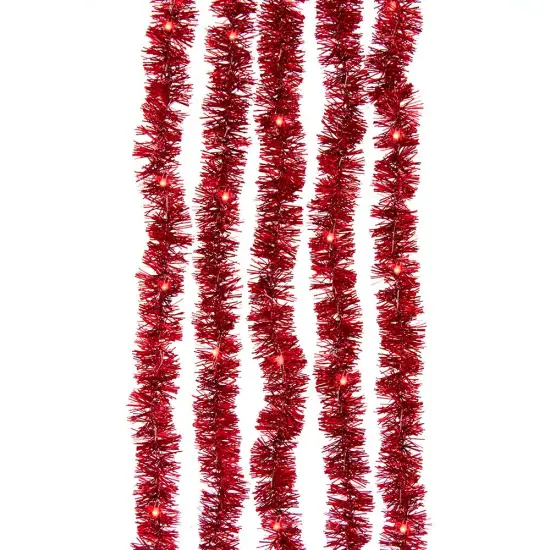 100-Light Red Tinsel With Red Superbright Cascade Lights {1}