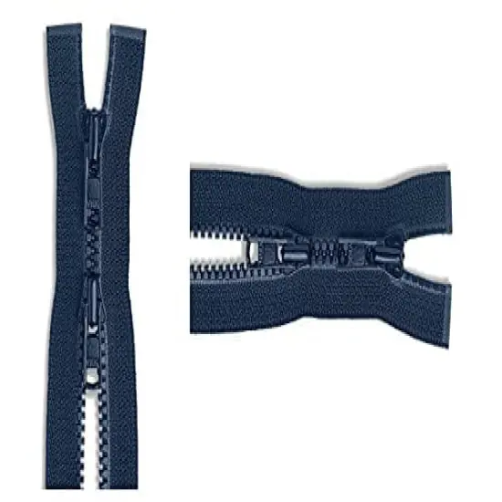 #3 Molded Vislon YKK Jacket 2-Way Lightweight Separating Zipper - Choose Your Length - Color: Navy #560 - Made in The United States (1 Zipper Per Pack) (22" Inches) {1}