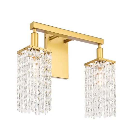 Phineas 2 light Brass and Clear Crystals wall sconce {6}
