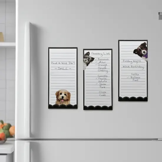 Wrapables Magnetic Notepads for Refrigerator, To-Do lists, Grocery Shopping, Memo, Reminders (Set of 3) Dogs {5}