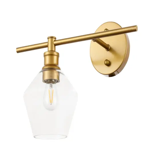 Gene 1 light Brass and Clear glass left Wall sconce {6}