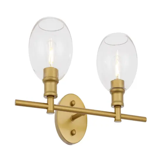 Collier 2 light Brass and Clear glass Wall sconce {6}