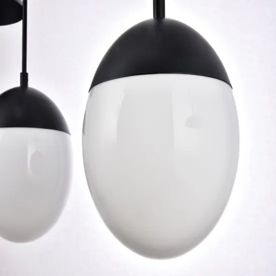 Eclipse 7 Lights Black Pendant With Frosted White Glass {4}