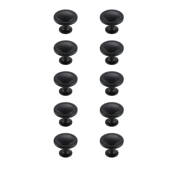 Logyn 1.3" Diameter Matte Black Mushroom Knob Multipack (Set of 10) {1}