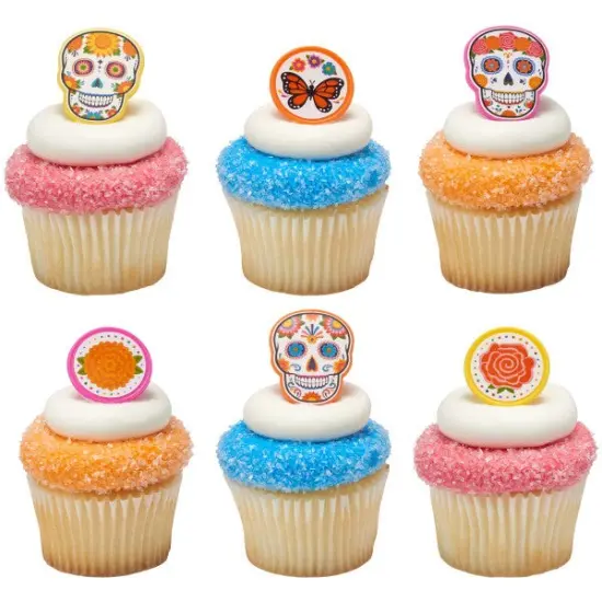 D&iacute;a de los Muertos Assortment Cupcake Rings, 12ct {3}