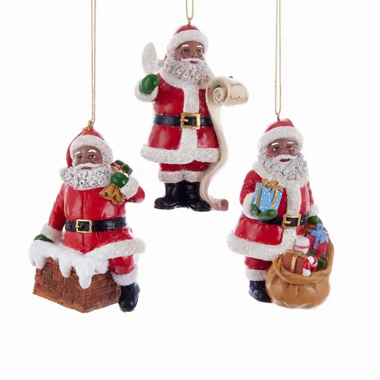 African American Santa Ornaments, 3 Assorted {1}
