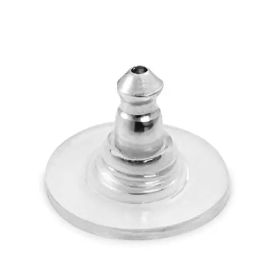 JewelrySupply Friction Earring Backs with 11mm Plastic Disc Surgical Stainless Steel (Wholesale Package of 100) {2}
