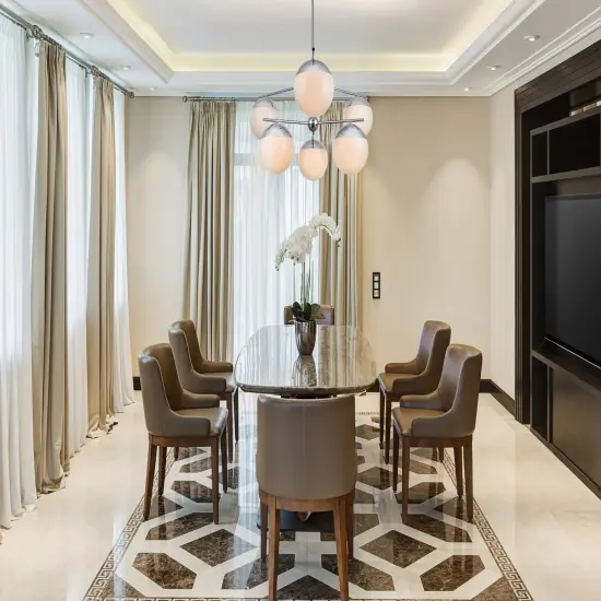 Eclipse 6 Lights Chrome Pendant With Frosted White Glass {2}