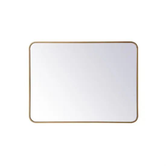 Soft corner metal rectangular mirror 27x36 inch in Brass {1}