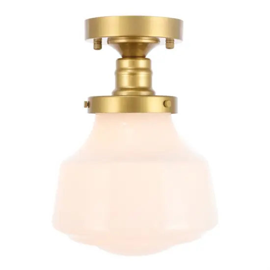 Lyle 1 light Brass and frosted white glass Flush mount {1}