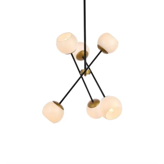 Axl 24 inch pendant in black and brass with white shade {3}