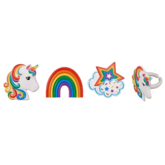 Rainbow Unicorn Assortment Cupcake Rings, 12ct {2}