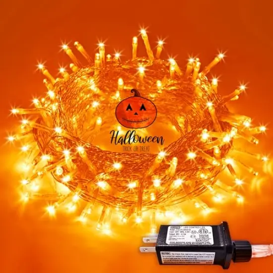66ft 200 LED Halloween Lights Outdoor, Orange String Lights Indoor Clear Wire, 8 Modes Orange Christmas Lights Plug in for Fall Autumn Harvest Tree Garden Patio Thanksgiving Decorations {2}