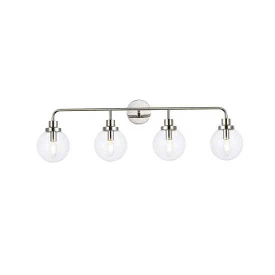 Hanson 4 lights bath sconce in polished nickel with clear shade {1}
