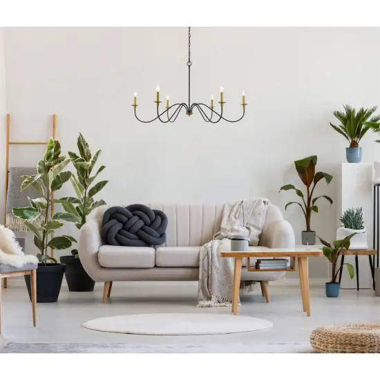 Rohan 48 inch chandelier in matte black and brass {2}