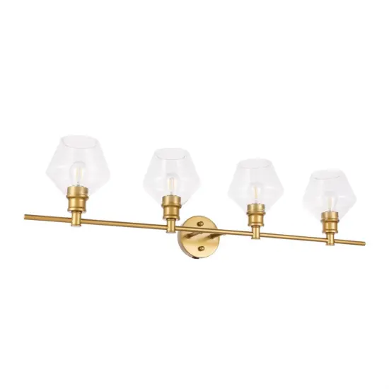 Gene 4 light Brass and Clear glass Wall sconce {5}