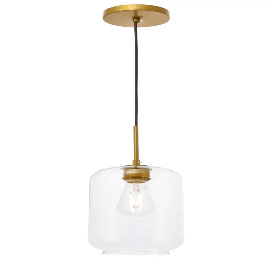Collier 1 light Brass and Clear glass pendant {6}