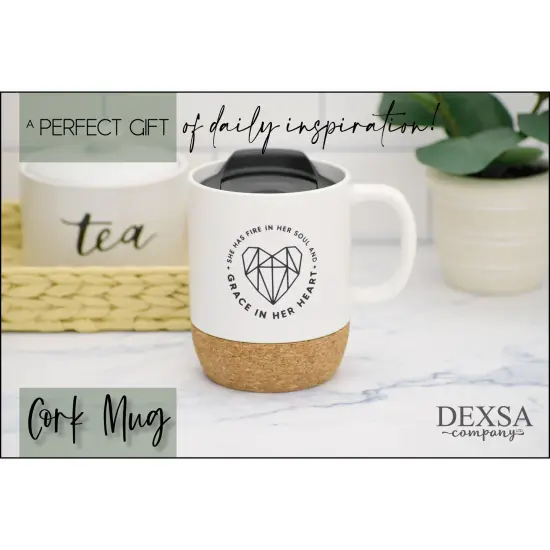 Dexsa She Has Fire In Her Soul Designer Cork Bottom Mug with Lid - 14 oz {4}