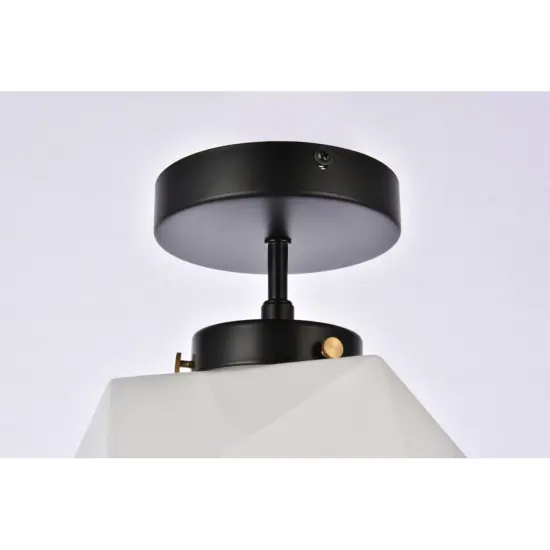 Lawrence 1 light black and white glass flush mount {4}