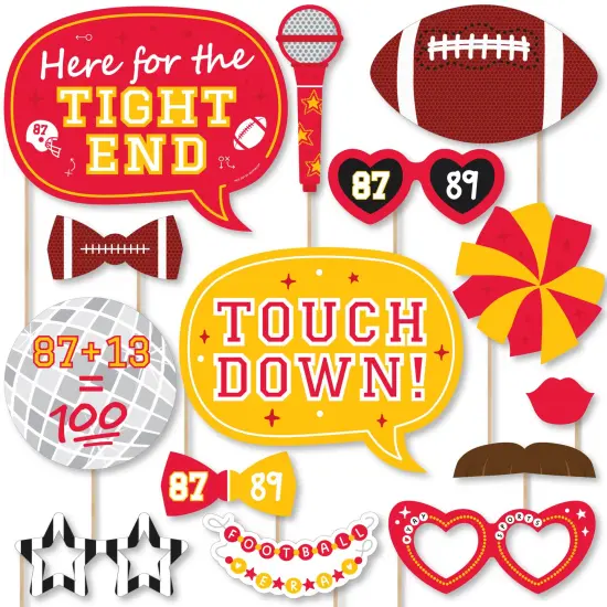 Big Dot of Happiness In My Football Era - Red and Gold Sports Party Photo Booth Props Kit - 20 Count {1}