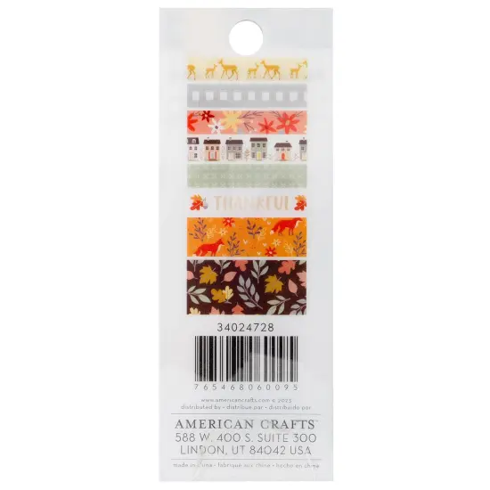 American Crafts Farmstead Harvest Washi Tape 8/Pkg-Gold Foil {4}