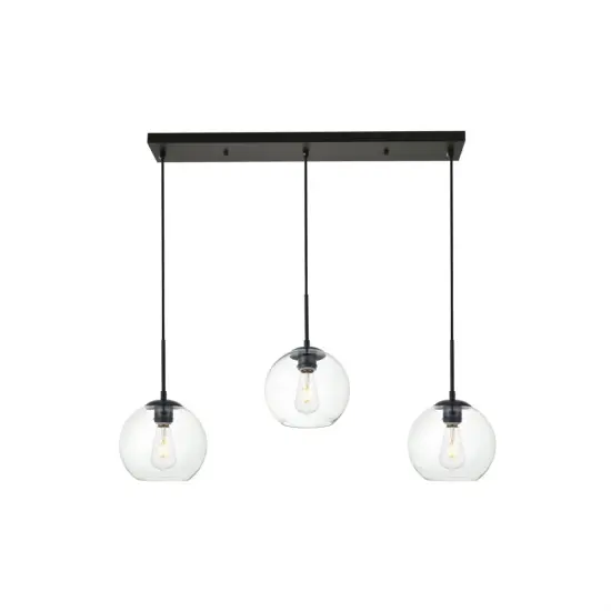 Baxter 3 Lights Black Pendant With Clear Glass {1}