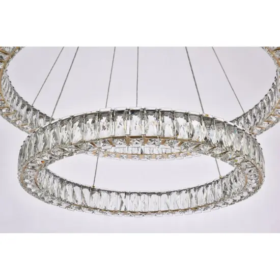 Monroe 36 inch LED double ring chandelier in gold {4}