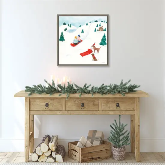 Winter Scene IV Dogs by Jenaya Jackson Canvas Art Framed {5}