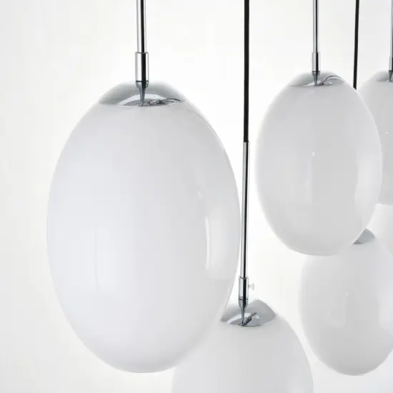 Baxter 7 Lights Chrome Pendant With Frosted White Glass {4}