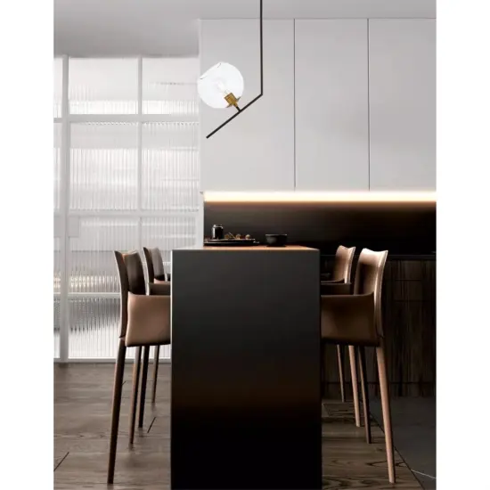 Ryland 1 light Black and Brass and Clear glass pendant {2}